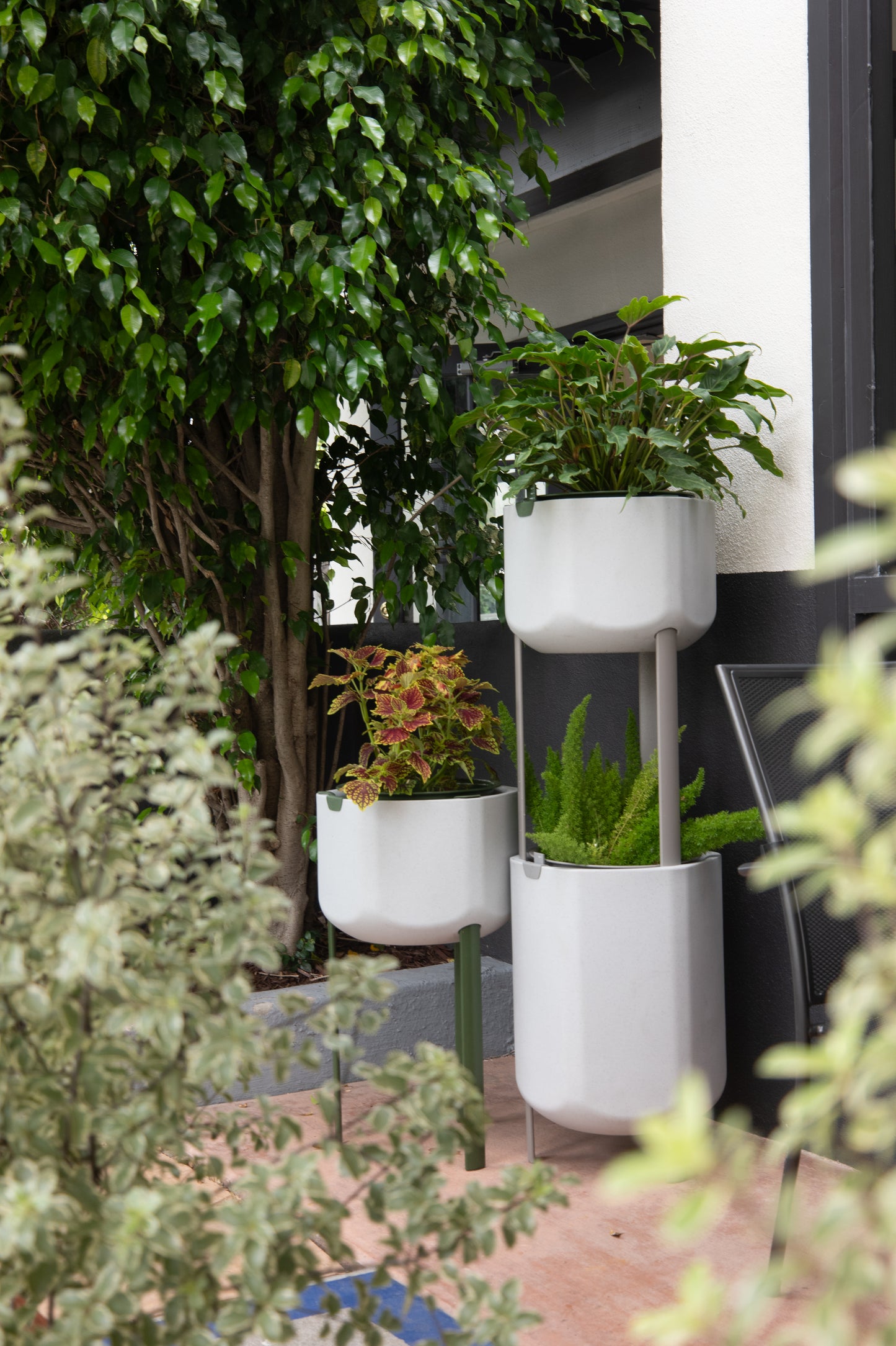 Smaller, Stone White Self-Watering Planter